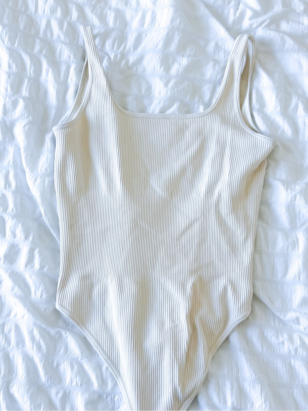 Women's Ribbed Tank Bodysuit - Cream